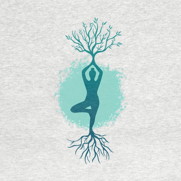 Yoga Woman Tree Tshirt by Göbelek